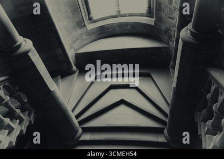 Staircase Landing, dans l'Old College de l'Université d'Aberystwyth, Ceredigion, pays de Galles, Royaume-Uni Banque D'Images