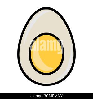 Illustration vectorielle ludique d'un œuf coupé en deux, présentant un blanc d'œuf blanc crémeux et un jaune vif, présenté dans un style audacieux et caricatural. Illustration de Vecteur