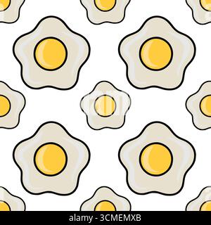 Délicieux motif vectoriel sans couture avec des œufs frits stylisés avec des formes irrégulières et des jaunes vibrants, créant un de joyeux et appétissant Illustration de Vecteur