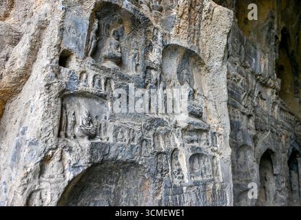 Grottes de Longmen, un site du patrimoine culturel mondial dans la ville de Luoyang, province du Henan Banque D'Images