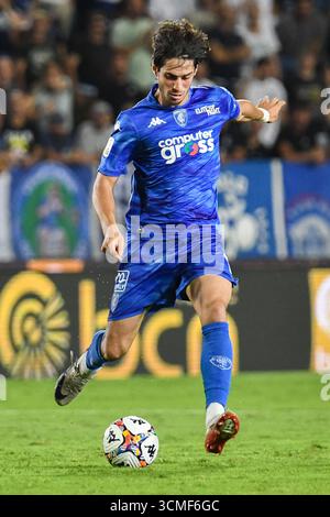 Empoli, Italie. 16 septembre 2025. Stiven Shpendi (Empoli) pendant Empoli FC vs Spezia Calcio, match de football italien Serie B à Empoli, Italie, 14 septembre 2025 crédit : Agence photo indépendante/Alamy Live News Banque D'Images