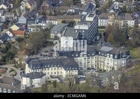 Aerial view, Kliniken Essen Mitte - Evangelisches Krankenhaus Essen-Werden, Josef Krankenhaus Essen-Werden, Werden, Essen, Ruhr area, North Rhine- Banque D'Images