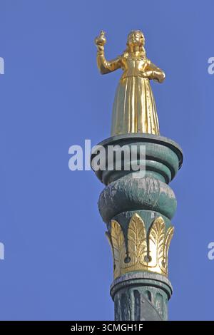 Golden Butter Maiden, sculpture, figure féminine, repère, découpe, détail, place du marché, Zerbst, Flaeming, Saxe-Anhalt, Allemagne Banque D'Images