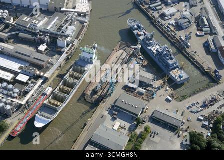 Norderwerft, chantier naval, construction navale, marine, quai, navire, Bundeswehr, Hambourg, Allemagne Banque D'Images