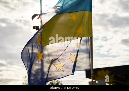 Marche le jour de l'indépendance ukrainienne à Berlin, Allemagne, 2025. Banque D'Images