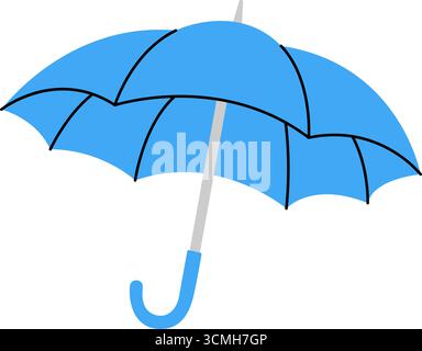 Icône de parapluie bleu minimaliste avec un design vectoriel propre, illustration de parasol de pluie ouverte pour les applications, les impressions et le décor Illustration de Vecteur