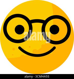 Nerd emoji face avec des lunettes - icône vectorielle Illustration de Vecteur