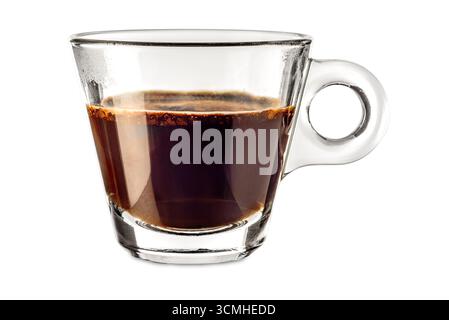 Tasse en verre de café expresso isolé sur blanc avec chemin de découpage inclus Banque D'Images