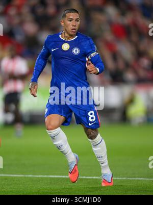 Londres, Royaume-Uni. 13 septembre 2025. Brentford v Chelsea - premier League - Gtech Community Stadium. Enzo Fernandez de Chelsea. Crédit photo : Mark pain/Alamy Live News Banque D'Images
