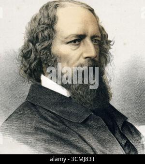 ALFRED, LORD TENNYSON (1809-1892) poète anglais vers 1865. Banque D'Images