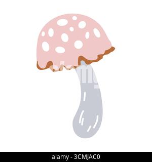 Mouche rose agarique. Champignon toxique. Illustration vectorielle dans un style plat. Illustration vectorielle isolée sur fond blanc. Clipart mignon pour enfants Illustration de Vecteur