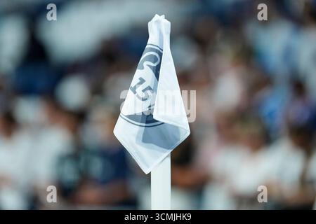 Madrid, Espagne. 16 septembre 2025. Drapeau de coin lors du match de Ligue des champions de l'UEFA entre le Real Madrid CF et l'Olimpique Marsella, le 16 septembre 2025 - 16/09/2025 - Espagne/Madrid/Madrid - LGM/le Pictorium crédit : LE PICTORIUM/Alamy Live News Banque D'Images