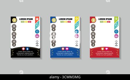 Collection d'ensembles de modèles de cadres de jeux de cartes à collectionner. Offre groupée de modèles TCG. modèle de carte de jeu complet Illustration de Vecteur