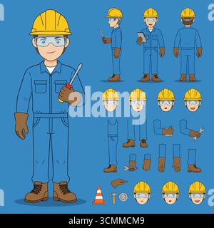 Pack d'illustrations vectorielles multifonctions comprenant des kits de personnages professionnels personnalisables, une robotique IA innovante et un espace de travail technologique isométrique Illustration de Vecteur
