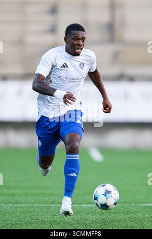 Gentofte, Danemark. 16 septembre 2025. Kafo Bagou (7) de HIK vu lors du match de coupe Oddset Pokalen entre HIK et Randers FC au Gentofte SportsPark à Gentofte. Crédit : Gonzales photo/Alamy Live News Banque D'Images