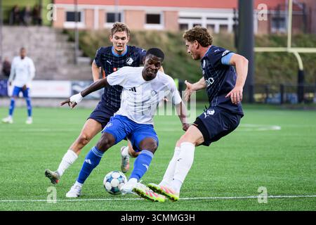 Gentofte, Danemark. 16 septembre 2025. Kafo Bagou (7) de HIK vu lors du match de coupe Oddset Pokalen entre HIK et Randers FC au Gentofte SportsPark à Gentofte. Crédit : Gonzales photo/Alamy Live News Banque D'Images