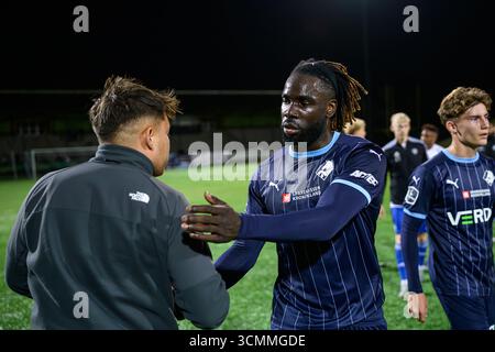 Gentofte, Danemark. 16 septembre 2025. Florian Danho du Randers FC vu après le match de coupe Oddset Pokalen entre HIK et Randers FC au Gentofte SportsPark à Gentofte. Crédit : Gonzales photo/Alamy Live News Banque D'Images