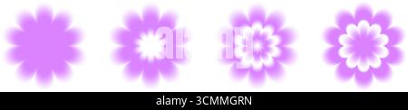 Fleurs aura formes avec l'esthétique de flou y2k pour le design numérique rétro et la tendance bg. Illustration de Vecteur