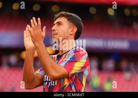 Martin Zubimendi en pré-match lors du match de Ligue des Champions entre l'Athletic Bilbao et l'Arsenal FC à San Mamés, à Bilbao (USAGE ÉDITORIAL UNIQUEMENT) Banque D'Images