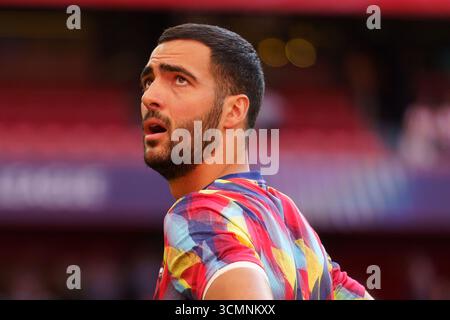Mikel Merino en échauffement lors du match de Ligue des Champions entre l’Athletic Bilbao et l’Arsenal FC à San Mamés, à Bilbao Banque D'Images