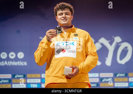 Tokio, Japon. 17 septembre 2025. Merlin Hummel (Hammerwurf Maenner, LG Stadtwerke Muenchen), JPN, Leichtathletik, Athlétisme, championnats du monde d'athlétisme 2025, Weltmeisterschaft 2025, Tokio 2025, 17.09.2025, Foto : Eibner-Pressefoto/Stefan Mayer crédit : dpa/Alamy Live News Banque D'Images