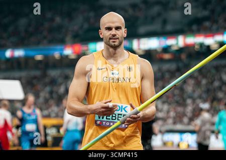 Tokio, Japon. 17 septembre 2025. Julian Weber (Speerwurf Maenner, USC Mainz), JPN, Leichtathletik, Athlétisme, championnats du monde d'athlétisme 2025, Weltmeisterschaft 2025, Tokio 2025, 17.09.2025, Foto : Eibner-Pressefoto/Stefan Mayer crédit : dpa/Alamy Live News Banque D'Images