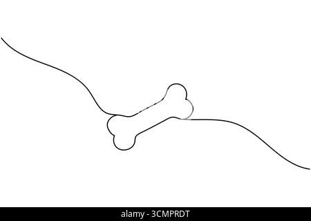 Dessin d'une seule ligne de deux os de chien croisés sur une ligne courbe sur un fond blanc des os croisés Illustration de Vecteur