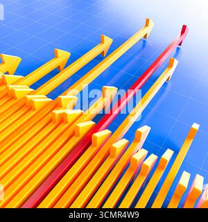 Flèche rouge 3d symbolisant le leadership Banque D'Images