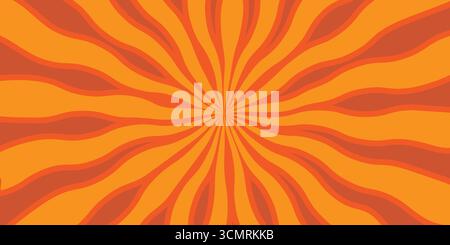 Fond psychédélique d'Halloween avec rayons de soleil orange et lignes ondulées groovy. Motif vectoriel abstrait rétro, parfait pour les affiches de fête, l'emballage Illustration de Vecteur