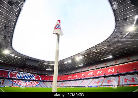 Une vue à l'intérieur du stade avant le match de l'UEFA Champions League à l'Allianz Arena de Munich, en Allemagne. Date de la photo : mercredi 17 septembre 2025. Banque D'Images