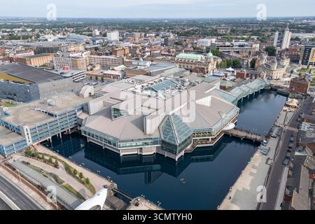 Vue aérienne du centre commercial Princes Quay, Kingston upon Hull (HU1), Royaume-Uni. Banque D'Images