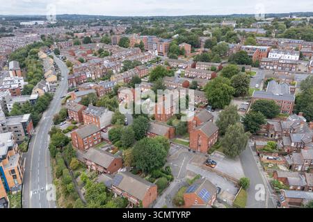Vue aérienne de Leeds General Infirmary, Leeds, West Yorkshire, Royaume-Uni. Banque D'Images