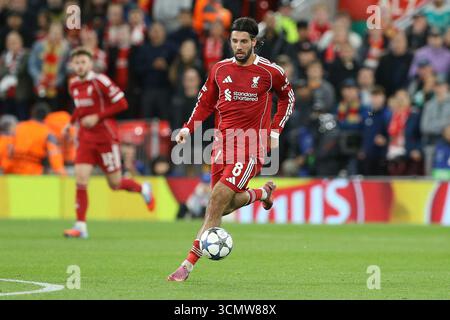 Liverpool, Royaume-Uni. 17 septembre 2025. Dominik Szoboszlai de Liverpool en action. UEFA Champions League, Liverpool v Atletico Madrid au stade Anfield de Liverpool le mercredi 17 septembre 2025. Cette image ne peut être utilisée qu'à des fins éditoriales. Usage éditorial exclusif. photo par Chris Stading/Andrew Orchard photographie sportive/Alamy Live News crédit : Andrew Orchard photographie sportive/Alamy Live News Banque D'Images