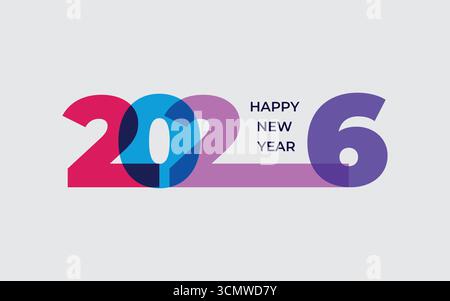 Élégant 2026 Happy New Year Number Typography Design. 2026 logo coloré. numéro logo année 2026 Illustration de Vecteur