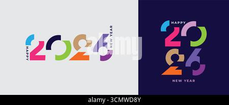 Ensemble moderne de bonne année 2026 avec logo de numéro de typographie. célébration du nouvel an 2026. logo 2026. ensemble de logo du nouvel an 2026 chiffres Illustration de Vecteur