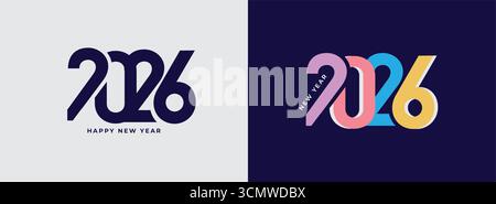 Conception de texte de logo du nouvel an 2026. modèle de conception de 2026 numéros. Illustration vectorielle. Illustration de Vecteur