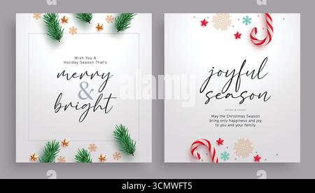 Souhait de Noël et joyeux carte de voeux clipart ensemble d'affiche. Carte de voeux et souhaits de Noël dans l'art clip de Noël minimal, simple et élégant Illustration de Vecteur