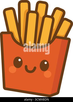 Illustration kawaii de frites souriantes dans une boîte Illustration de Vecteur
