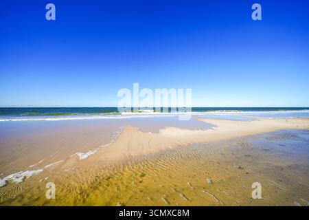 Paysage sur la plage entre Wenningstedt et Kampen sur l'île frisonne de Sylt. Vue sur la mer du Nord et la nature environnante. Banque D'Images
