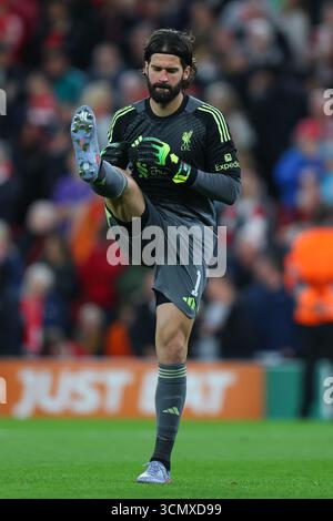 Liverpool, Royaume-Uni. 17 septembre 2025. Alisson Becker de Liverpool lors du match Liverpool vs Atletico Madrid UEFA Champions League à Anfield, Liverpool. Le crédit photo devrait se lire : James Baylis/Sportimage crédit : Sportimage Ltd/Alamy Live News Banque D'Images