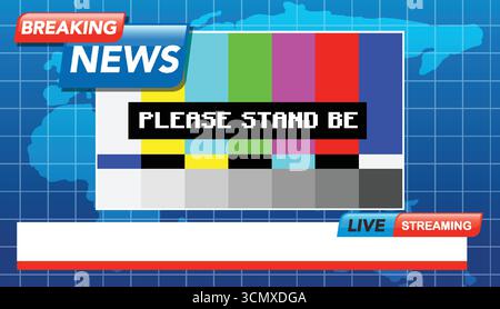 Illustration vectorielle dynamique de l'écran de nouvelles de dernière minute avec carte globale, idéal pour les présentations multimédia. Illustration de Vecteur