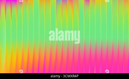 L'art dégradé néon en verre fractal nervuré affiche des teintes vives. Les panneaux verticaux translucides brillent de rose et de vert. Style futuriste Y2K pour un style moderne Illustration de Vecteur