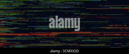 Fond de pixel Glitch avec effets d'écran cyberpunk et motifs de bruit numériques. Superposition statique rétro VHS et lignes d'erreur néon pour les conceptions de gamer Illustration de Vecteur