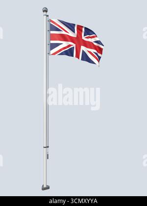 Royaume-Uni Flag Pole 3DModel. Rendu 3D réaliste de haute qualité qui représente l'identité nationale, la culture, la fierté et la reconnaissance mondiale. Banque D'Images