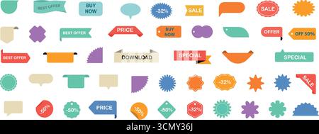 Étiquettes de vente et d'offre WebColorful définissez des étiquettes de réduction, des étiquettes de prix et des bannières Illustration de Vecteur