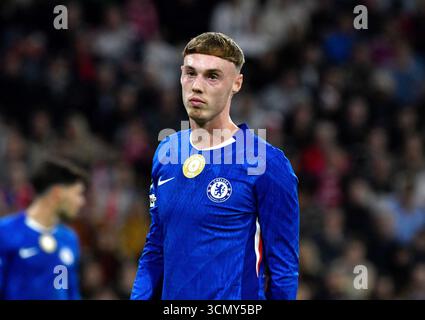 Munich, Deutschland. 17 septembre 2025. 17.09.2025, Allianz Arena, Munich, Ligue des Champions, FC Bayern Munich vs FC Chelsea, photo : Cole Palmer (Chelsea) crédit : dpa/Alamy Live News Banque D'Images