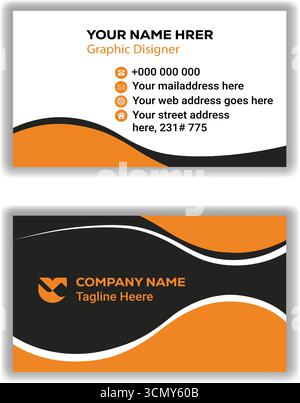 Elegant Company carte de visite Noir et orange modèle Clean Corporate Branding illustration vectorielle Illustration de Vecteur