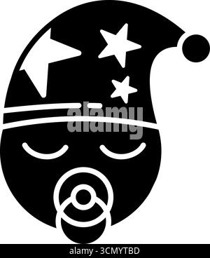 Bébé endormi avec sucette et bonnet de nuit - icône vectorielle Illustration de Vecteur