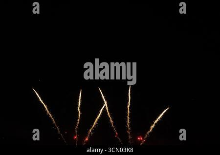 Feux d'artifice vibrants illuminant le ciel nocturne pendant la célébration Banque D'Images