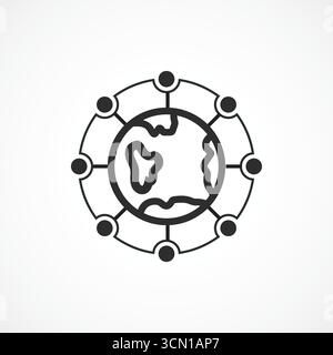 Icône couleur de connexion au réseau neuronal global – Terre avec nœuds connectés symbolisant la communication et la technologie mondiales, icône d'illustration abstraite Illustration de Vecteur